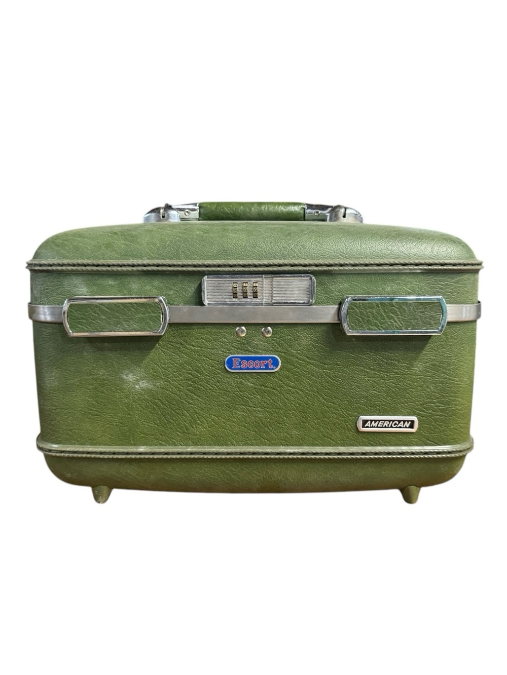 American Tourister | Vintage Olive Green Train Case Make-Up Case Cosmetic Case